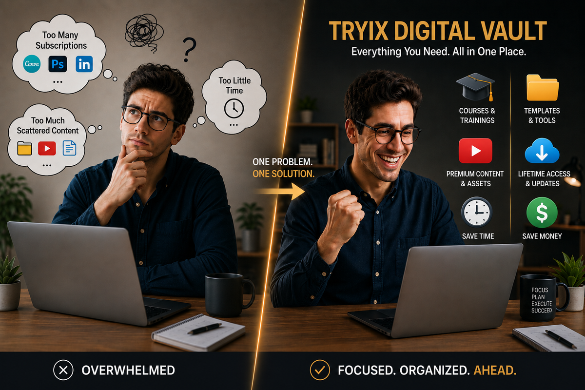Person overwhelmed by scattered digital subscriptions and content